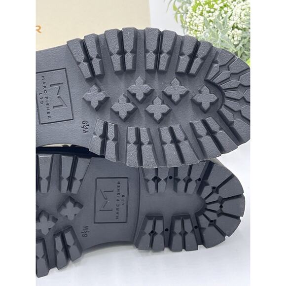 Marc Fisher Womens Pierson Lug Sole Combat Boot Leather/ Shearling Fur 6.5M New - Picture 15 of 16